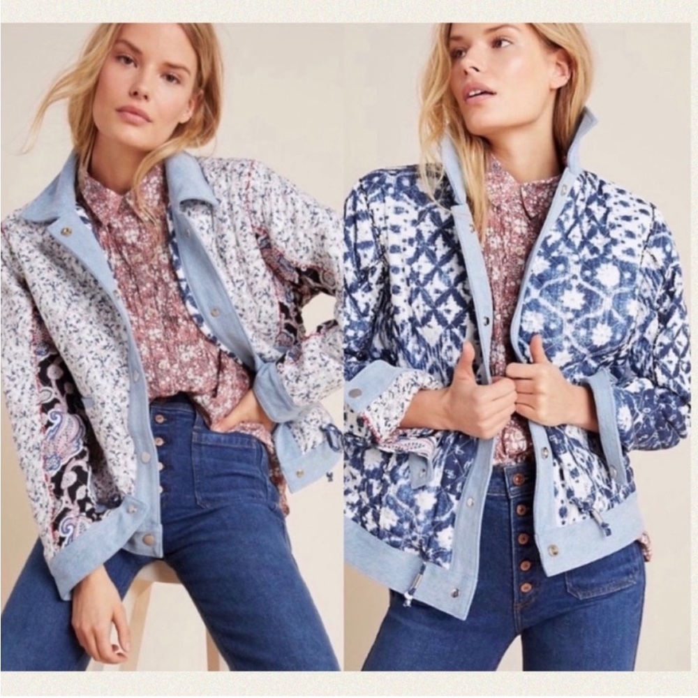 Anthropologie Blank NYC reversible patchwork jacket